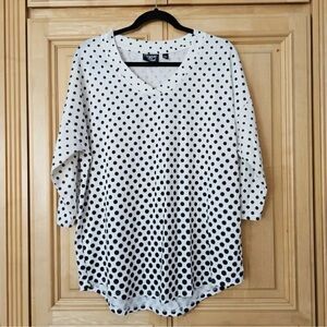 Onque White/Black Casual Polka Dot Blouse Sz XL